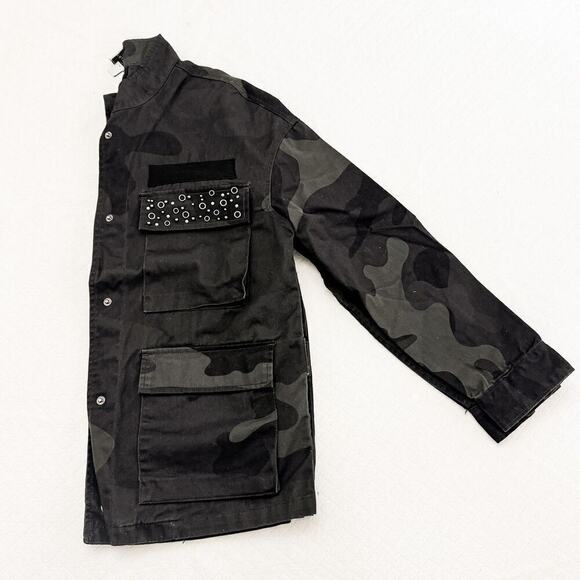 Highline Collective Green Camouflauge Military Jacket Embellishments Size XS - Picture 11 of 12